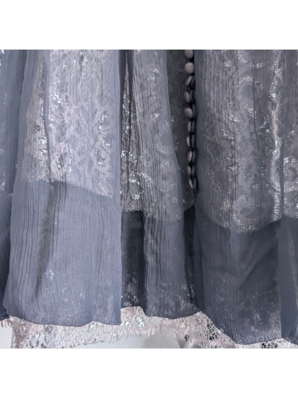 BCBGMaxAzria Vintage Y2K Navy Silk Sheer Slip Dress Lace Overlay Size 4 Romantic - Picture 12 of 15